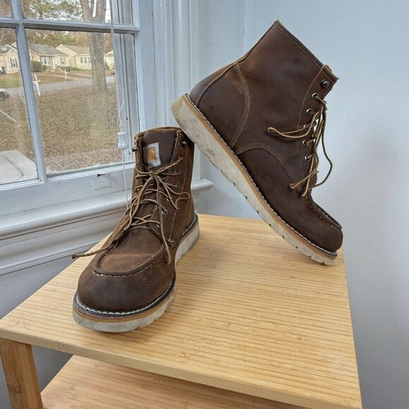 Carhartt Waterproof Brown Work Boots 6 Inch Wedge CMW6095 Mens Size 12 - Picture 1 of 9